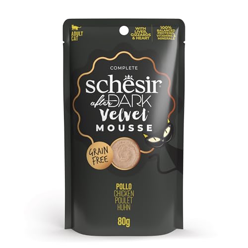 Schesir After Dark Geschmack Huhn aus Mousse komplettes Nassfutter für Erwachsene Katzen 12 x 80 g