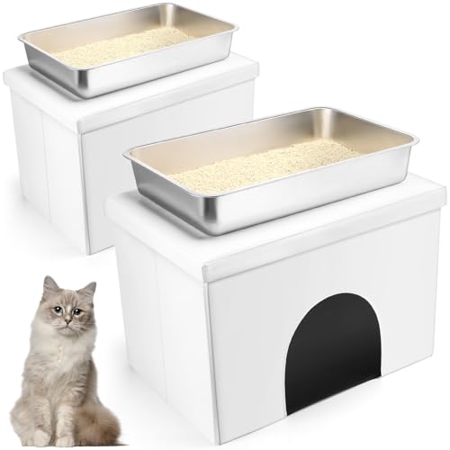 Beeveer 2 Setße Katzentoiletten Enclosure Versteckte Geschlossene Katzentoiletten Möbel Edelstahl Bank Hundesichere für 65 6