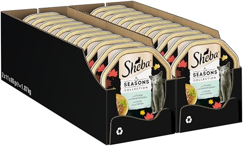 SHEBA Schale Nassfutter für Katzen Seasons Collection saisonale Vielfalt 2 x 11 x 85g