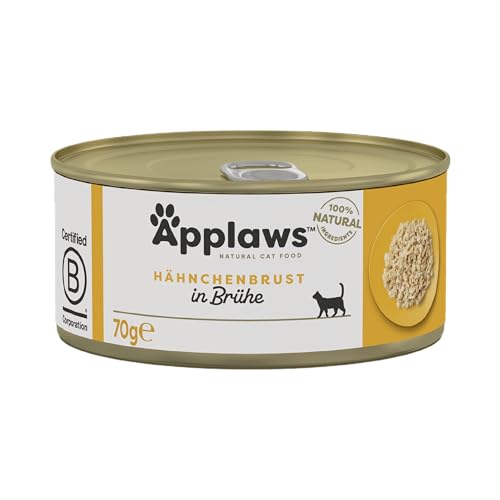 Applaws Premium Natural Katzenfutter Nass Huhn in Brühe 70g Dose Packung 24x70g