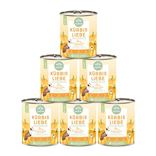 naftie veganes Hundefutter Bio Kürbis Liebe - Veggie Nassfutter Menü mit Süßkartoffeln Kichererbsen - glutenfrei purinarm - Diät-Futter - 6X 800g