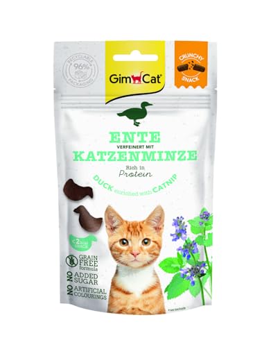 GimCat Crunchy Snacks Ente mit Katzenminze - Knuspriges und proteinreiches Katzenleckerli - 1 Beutel 1 x 50 g