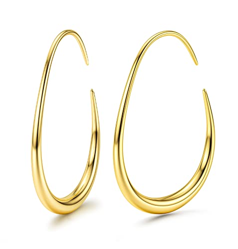 Adramata Ohrringe Creolen für Frauen Leichte 14k Vergoldet Große Ovale Gold Ohrringe Baumeln Geschenk für Frauen