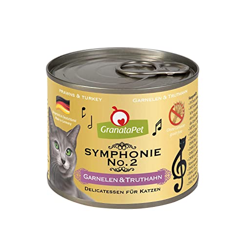 GranataPet Symphonie No. 2 Garnelen Truthahn 6 x 200 g 6er Pack Katzenfutter ohne Getreide Zuckerzusätze Filet in natürlichem Gelee delikates Nassfutter für Katzen