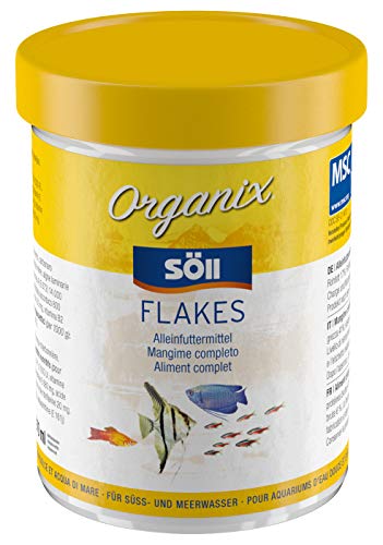Söll 81943 Organix Flakes 270 ml   Hauptfutterflocken für Zierfische reich an Proteinen Vitaminen Spurenelementen für eine natürliche nährstoffreiche Ernährung von Goldfischen Guppys Co.