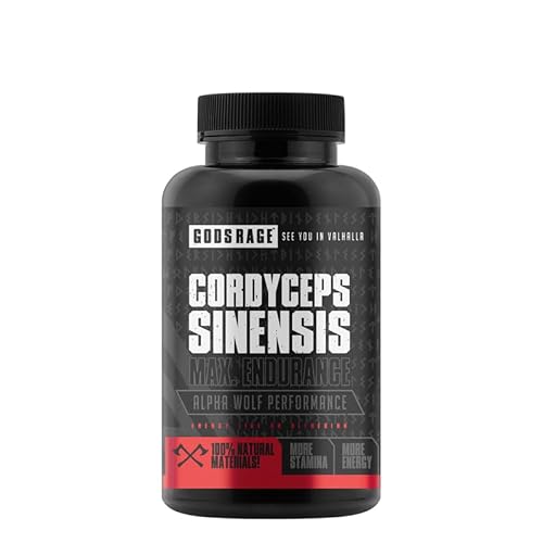 GODSRAGE Ulfhedinn Cordyceps Sinensis 60 hochdosierte chinesische Pilze Kapseln 500 mg Reiner Raupenpilz-Extrakt je Kapsel Natürliches Ergänzungsmittel Made in Germany