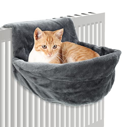AoHao Katze Plüsch Heizkörper Tasche weiche Katze hängende Bett mit starken und dauerhaften Eisenrahmen warm und gemütlich Katze hängende Hängematte Stil nach Hause Wiege für kleine Haustiere Grau