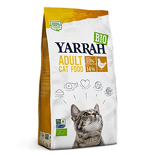 Yarrah Bio Katzenfutter trocken Hochwertiges Premium Trockenfutter für Katzen Hoher Nährstoffanteil Futter für Katzen ab 12 Wochen mit Bio-Huhn 6kg