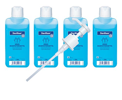 4x 500ml Flasche Hygiene Händedesinfektion inkl. mediAID Dosierpumpe