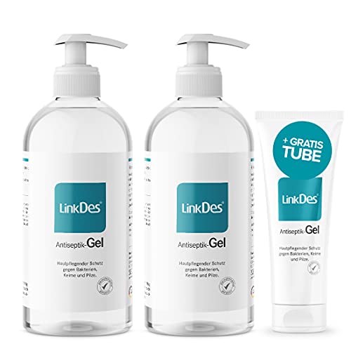 LinkDes Antiseptik Gel 2x 500 ml VAH gelistet Desinfektionsgel für Hände inkl. 1x Tube gratis