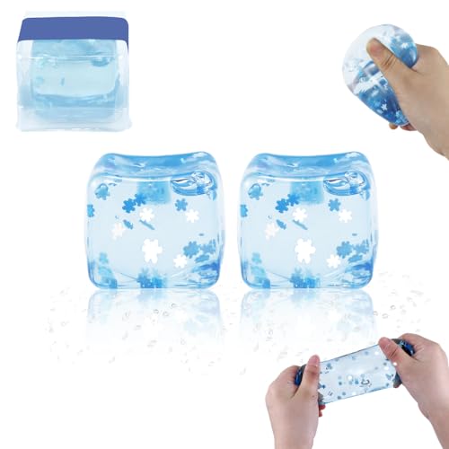 Stressball für Kinder und Erwachsene 2PCS Stressball Erwachsene Squeeze Cube Fidget Cube Stress Balls Baby Toy Blue Nice Cube Anti-Stress Toy Birthday for Boys Girls Children