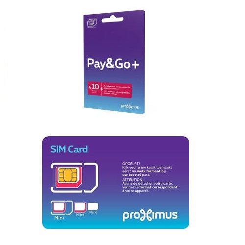 Proximus Belgien Pay GB SMART Prepaid SIM-Karte mit 10 Wie Neu Garantie NP Kreditkarte