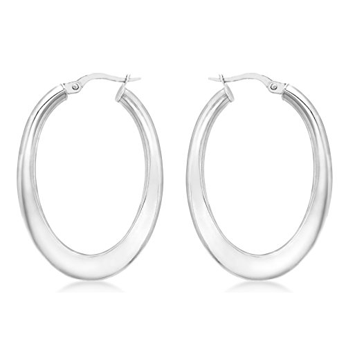 Carissima Damen 9ct Oval Wave Creole Earrings weiÃŸgold