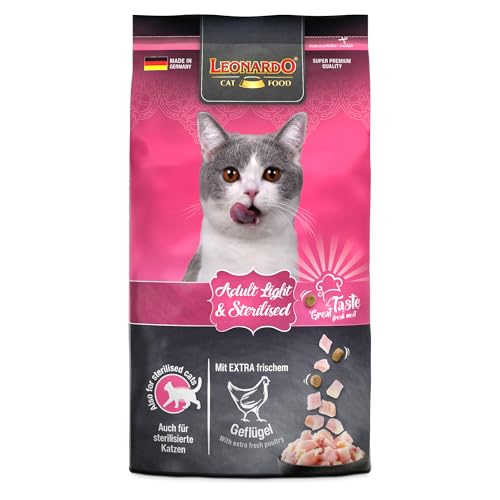 LEONARDO Adult Light Sterilised für Katzen 1 8kg kalorienreduziert mit frischem Geflügel Alleinfutter Made in Germany