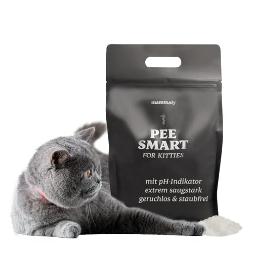 mammaly - Pee Smart Katzenstreu neutralisiert Gerüche - Duft Deo frei Silikat Katzenstreu fein Katzenstreu Nicht klumpend Reichweite 1 Monat