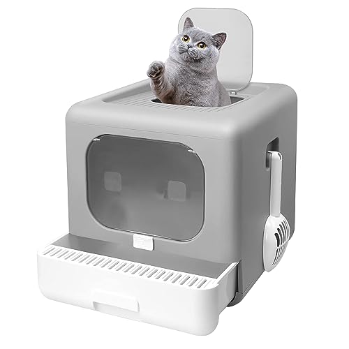 Belfoyer Katzentoilette geschlossen Katzentoilette mit herausnehmbarem Tablett Schaufel BÃ¼rste tragbar WC fÃ¼r Katzen mit Deckel fÃ¼r GroÃŸ und Klein Rosa