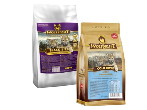 Wolfsblut Puppy Multipack 2 x 500g Black Bird 500g Cold River 500g Trockenfutter für heranwachsende Hunde Getreidefrei mit Truthahn Forelle Probierpaket