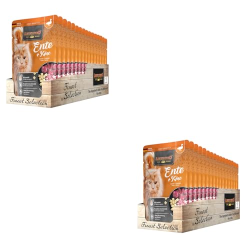 Leonardo Finest Selection Ente Käse Doppelpack 2 x 16 x 85 g Nassfutter für ausgewachsene Katzen In praktischen Einzelportionen Enthält wertvolles Lachsöl