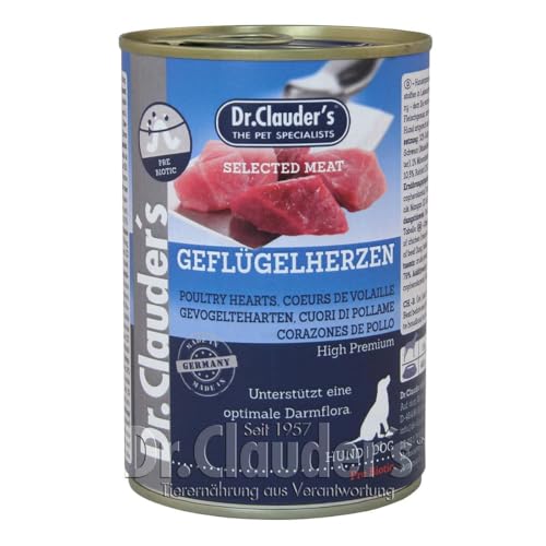 Dr. Clauder Dr. Clauders Hunde Nassfutter Dose Selected Meat Prebiotics mit Geflügelherzen 400 g