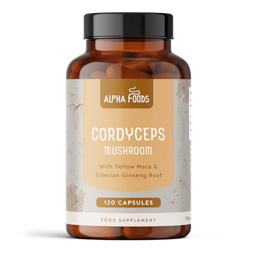 Cordyceps Kapseln hochdosiert 1000mg Pilz Extrakt 4 1 pro Tagesdosis 4000mg Cordyceps Pilze mit Zink Maca und Ginseng für Fokus und Immunsystem Vegan 120 Stück Alpha Foods