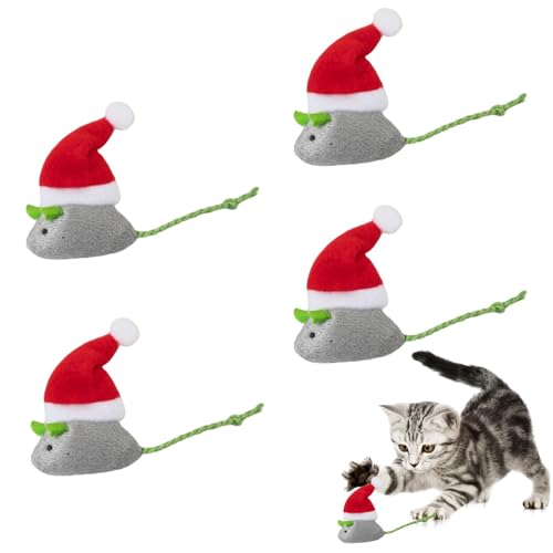 Weihnachtskatzenspielzeug Spielzeugmäuse für Katzen Weihnachtsmann Katzenspielzeug Katzenminze Weihnachtsspielzeug Interaktives Katzenspielzeug weihnachtliches Katzenspielzeug mit Katzenminze für