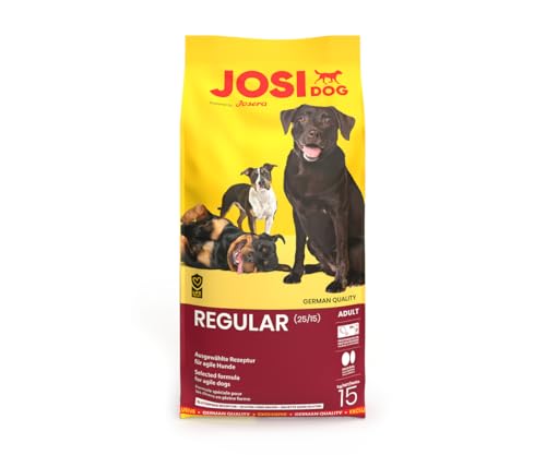 JosiDog Regular 1 x 15 kg Adult Premium Trockenfutter für ausgewachsene Agile Hunde glutenfrei Alleinfutter mit 80% tierischem Protein Powered by JOSERA 1er Pack