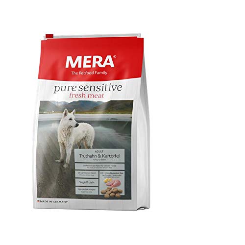 MERA pure sensitive fresh meat Adult Truthahn und Kartoffel Hundefutter Trockenfutter für Hunde mit einer Rezeptur ohne Getreide und 25% Frischfleisch