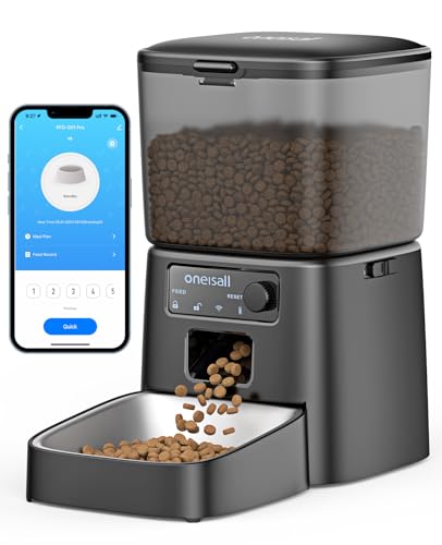 oneisall 3.5L Futterautomat WiFi Intelligenter Katzenfutter Automat APP Steuerung 1 10 Mahlzeiten pro Tag Futterspender für Katzen Hunde Edelstahlnapf