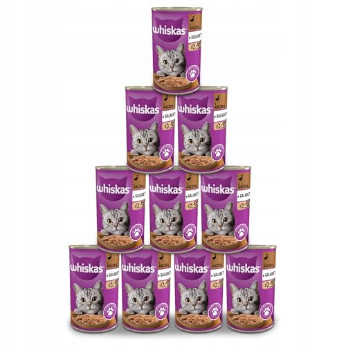 Whiskas Katzenfutter Nassfutter Adult 1 mit Ente in Gelee 10 Dosen 10 x 400g