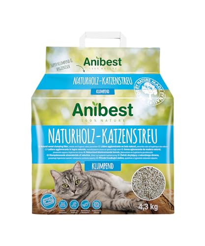 Anibest Katzenstreu klumpendes Einstreu-Granulat für Katzen 100 % natürliche geruchsbindende Streu saugstarke nachhaltige Klumpstreu fürs Katzenklo leicht dosierbar 4 3 kg 10 l