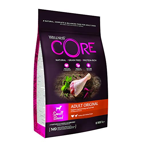 Wellness CORE Small Breed Original Pute Huhn 5 kg Hundefutter trocken für ausgewachsene Hunde kleiner Rassen ohne Zuckerzusatz getreidefrei mit hohem Fleischanteil