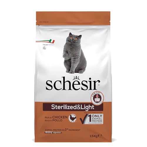 Schesir Cat Sterilized Huhn Katzenfutter trocken für sterilisierte Katzen Beutel 1.5 kg