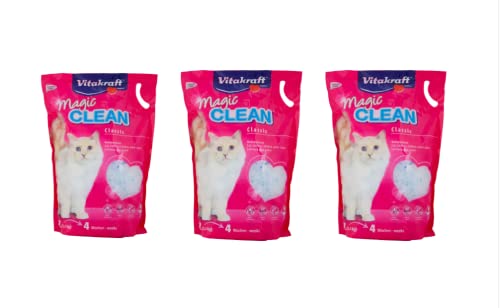 Vitakraft Magic Clean Silikon-Katzenstreu länger als normal geruchs- und antibakteriell 5 l 2 2 kg 3 x 5 l