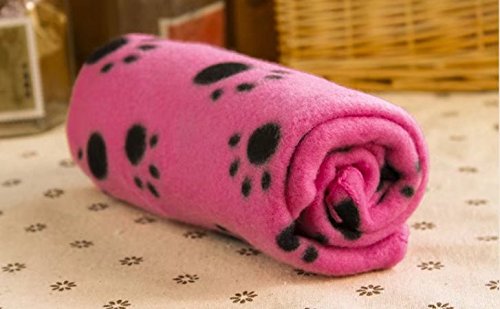 ricisung 1 x weich kuschelig warm Fleece Paw Print Pet Decke Hund Welpe Tier Katze Bett 70 60cm Red