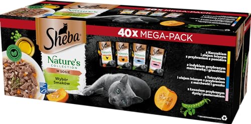 Sheba Sachet Nature s Collection Geschmacksauswahl komplettes Nassfutter für ausgewachsene Katzen in Soße 40x85g