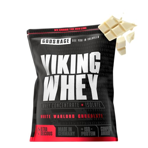 GODSRAGE Viking Whey White Warlord Chocolate 1000g Premium Protein Pulver mit Isolat-Anteil herausragender Geschmack Made in Germany