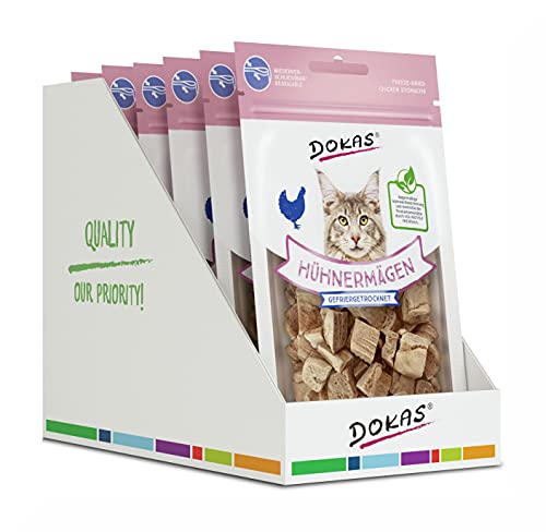 DOKAS Gefriergetrocknete Innereien - Getreidefreies Premium Leckerli für Katzen Ideal als Belohnung - 6x12g