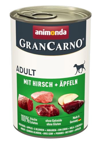 animonda GranCarno Adult Hundefutter Nass Nassfutter für Hunde erwachsen mit Hirsch Äpfeln 6 x 400 g