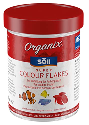Söll Organix Super Colour Flakes - Hauptfutterflocken für Zierfische reich an Proteinen und Farbpigmenten für natürliche Ernährung und leuchtende Farben