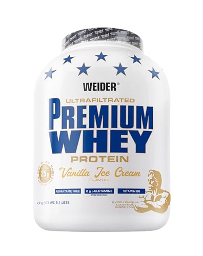 Weider Premium Whey Protein Pulver unverschämt leckeres Eiweißpulver mit Whey Isolat für Muskelaufbau mit hohem Anteil an EAA BCAA und freiem L-Glutamin Vanilla Ice-Cream 2 3kg