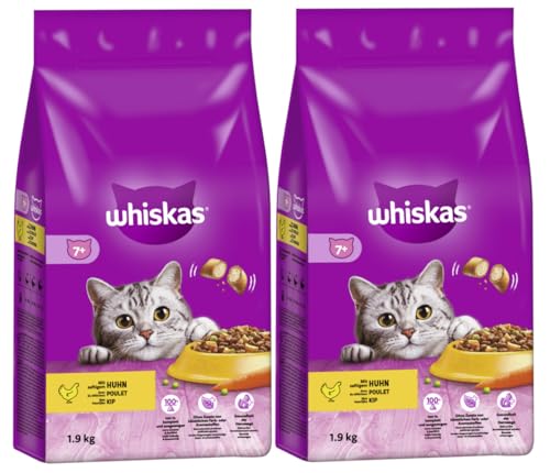 WHISKAS 7 mit Huhn Katzenfutter Trockenfutter 2x1 9kg Huhn