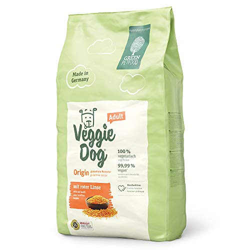 Green Petfood VeggieDog Origin 1 x 10 kg vegetarisches Hundefutter mit roter Linse und glutenfreie Rezeptur nachhaltiges Trockenfutter für ausgewachsene Hunde auch als Hundeleckerli geeignet