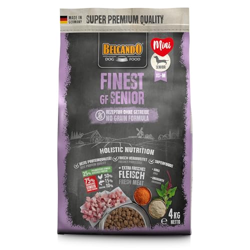 Belcando Finest GF Senior 4 kg getreidefreies Hundefutter Trockenfutter für ältere und empfindliche Hunde Alleinfuttermittel für Hunde ab 1 Jahr