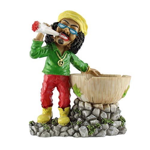 Budawi Rasta Man Aschenbecher stehender Rastamann mit Joint und Hanfblatt Ashtray