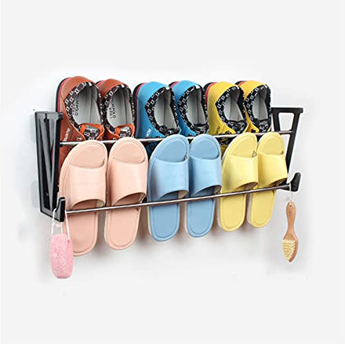 MIAOZHANG Tür Schuhregal Wandaufhänger Organizer Selbstklebender Schuh-Organizer Wandmontierter Edelstahl-Kunststoff mit Haken für Schrank 65cm