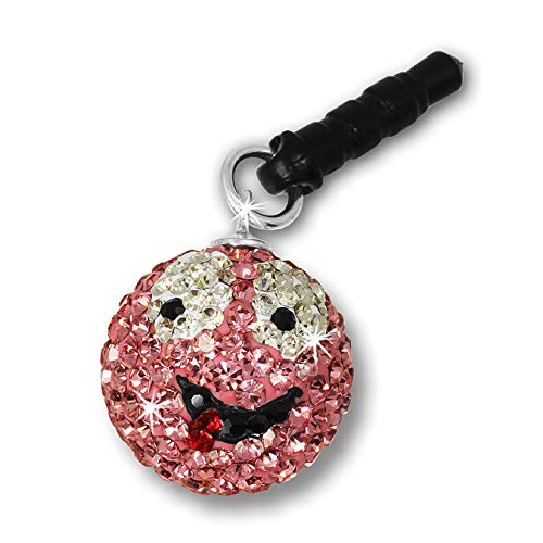 SilberDream Glitzer Smiley rosa Handy Anhänger mit Zirkonia Kristallen 925 Sterling Silber GST001A