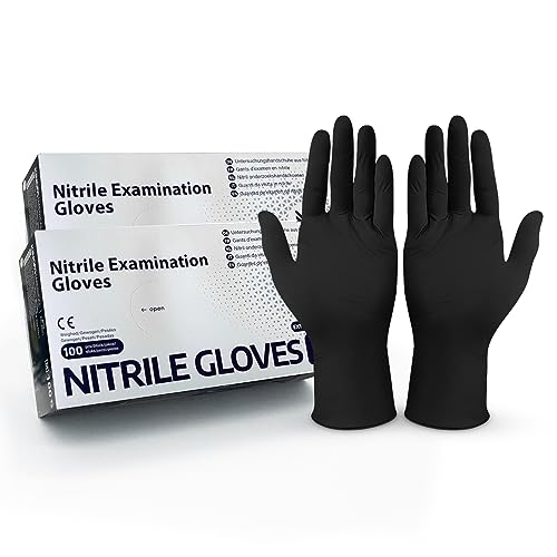 Hygiene100 Einweghandschuhe Schwarz Nitrilhandschuhe L Einmalhandschuhe mit 200 Stück Box Handschuhe Einweg puderfrei latexfreie Gummihandschuhe Einweghandschuhe in S M L XL verfügbar