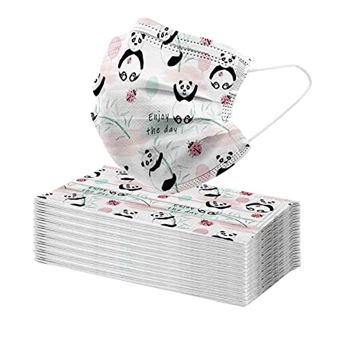 50 stück Kinder Protective Mundschutz Masken 3-lagig Atmungsaktiv Cartoon Panda motiv Mund-Nasenschutz Face Cover Mouth Filter Mundmasken Multifunktionstuch Bandana Halstuch Schal A 50PCS