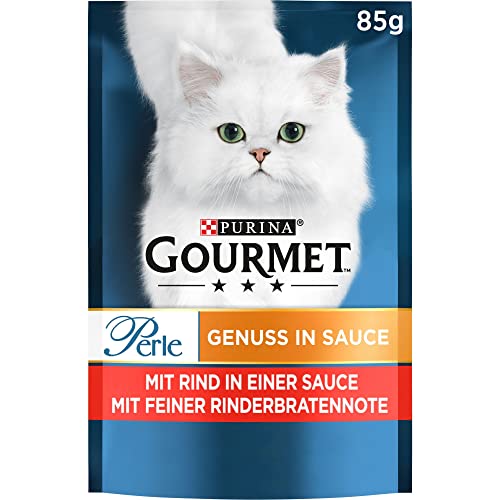PURINA GOURMET Perle Genuss in Sauce Katzenfutter nass mit Rind 24er Pack 24 x 85g