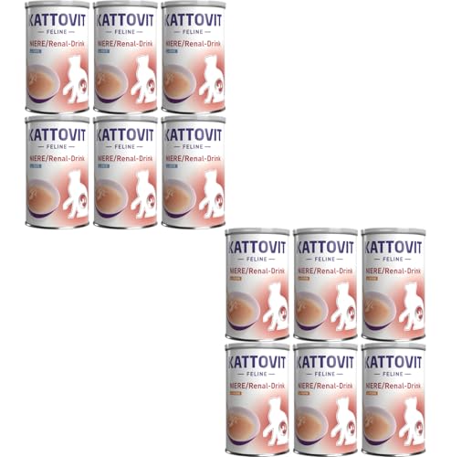 Kattovit Niere Renal Drink Mix 6X oder 12x 135ml Huhn Ente Für Katzen mit eingeschränkter Nierenfunktion Katzengetränk mit feinsten Fleischstückchen 135ml 12er Mix